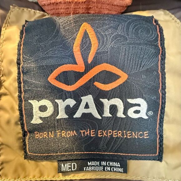 PrAna Waylen Corduroy Puffer Tan & Brown Metal Button Snap Up Vest Men's Medium - Picture 7 of 12